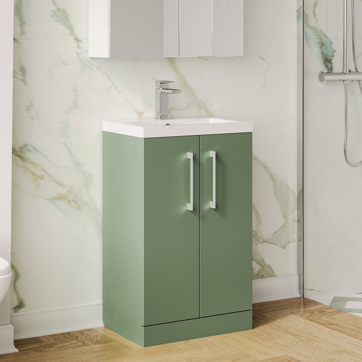 Arno Compact 500mm Floor Standing 2-Door Vanity & Polymarble Basin