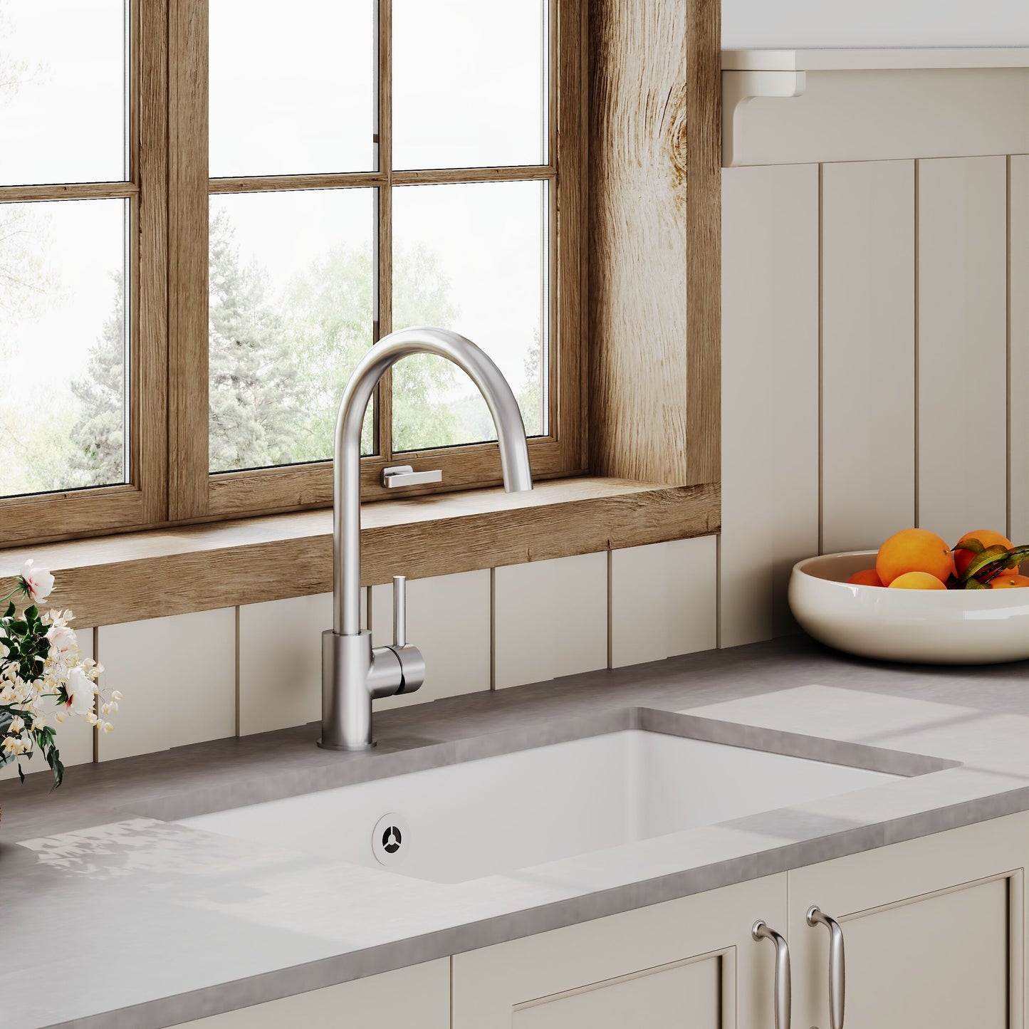 Nuie Single Bowl 711 x 483 x 254mm Fireclay White Rectangular Inset Sink With Overflow