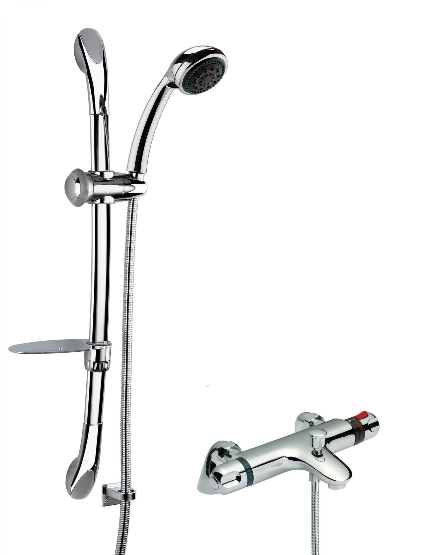 Nuie Contemporary Chrome Exposed Shower Mixer & Slide Rail Kit