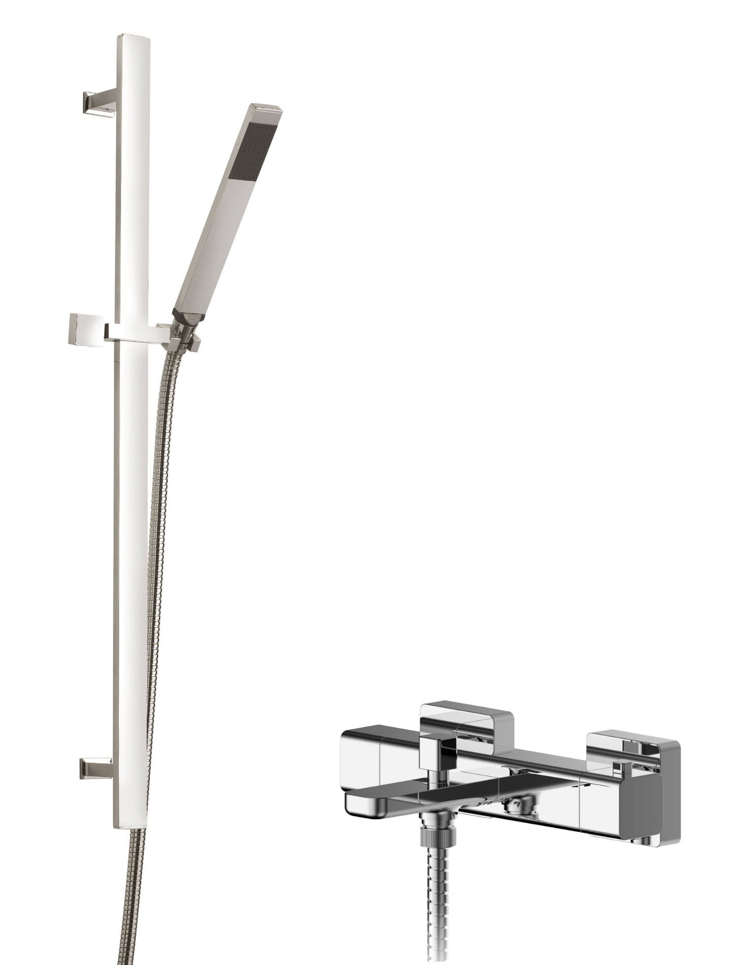 Nuie Square Exposed Shower Mixer & Single Function Slide Rail Kit