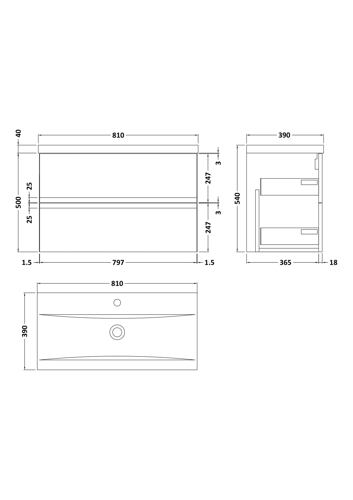 Hudson Reed Urban 800mm Wall Hung 2 Drawer Vanity Unit with Basin