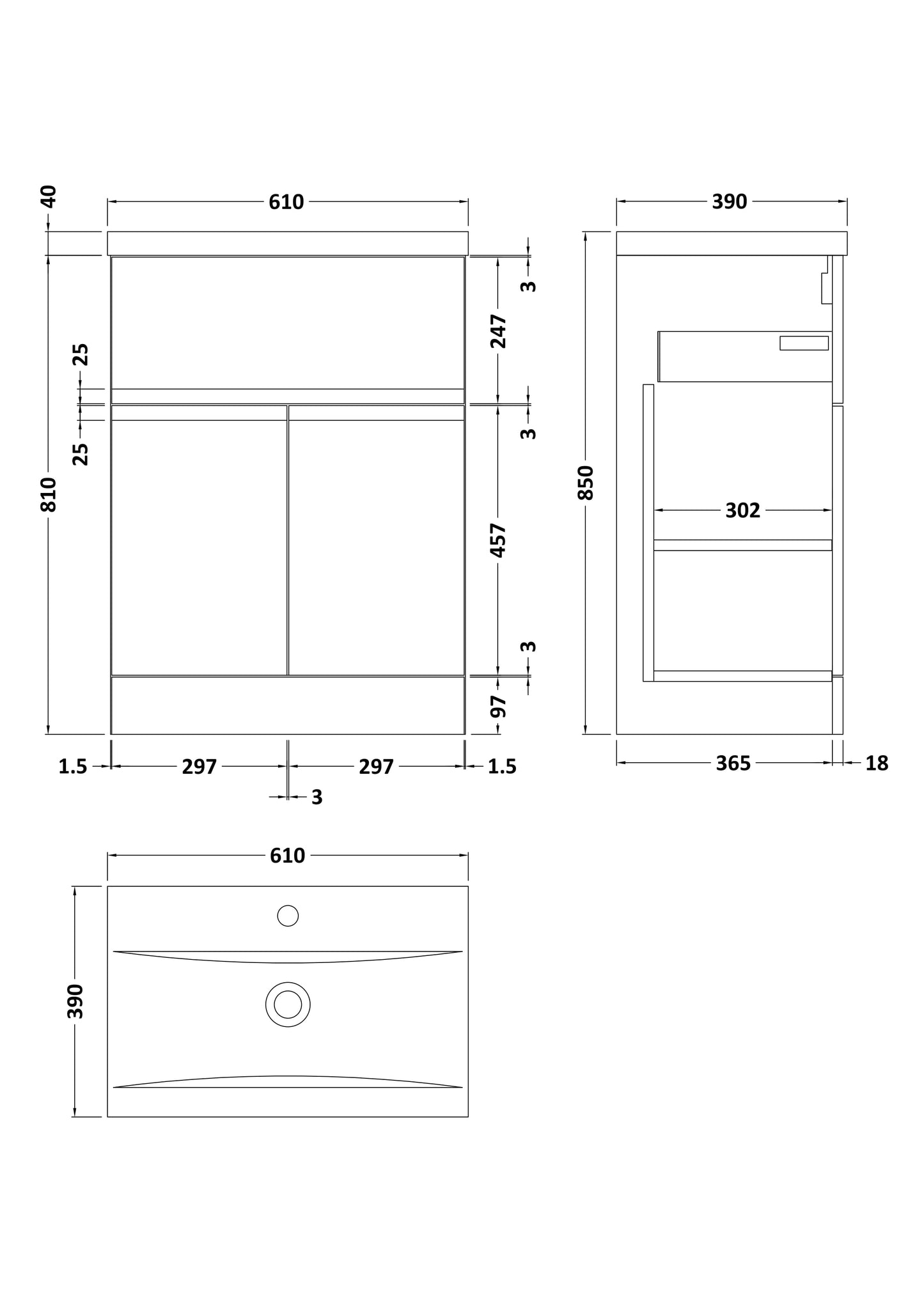 Hudson Reed Urban 600mm Floor Standing Vanity Unit With 1 Tap Hole Basin
