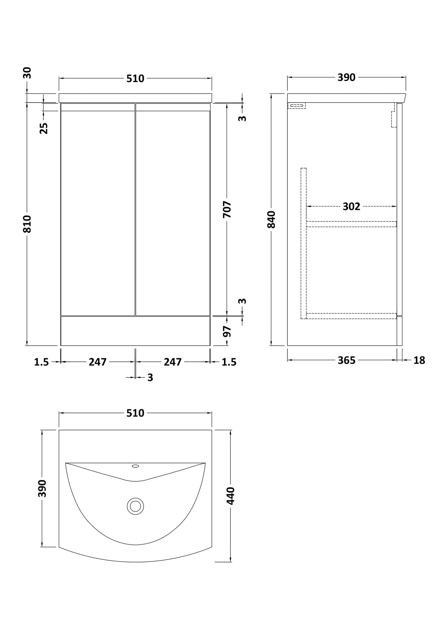 Hudson Reed Urban 500mm Satin Green Floor Standing 2-Door Vanity Unit with 1 Tap Hole Basin