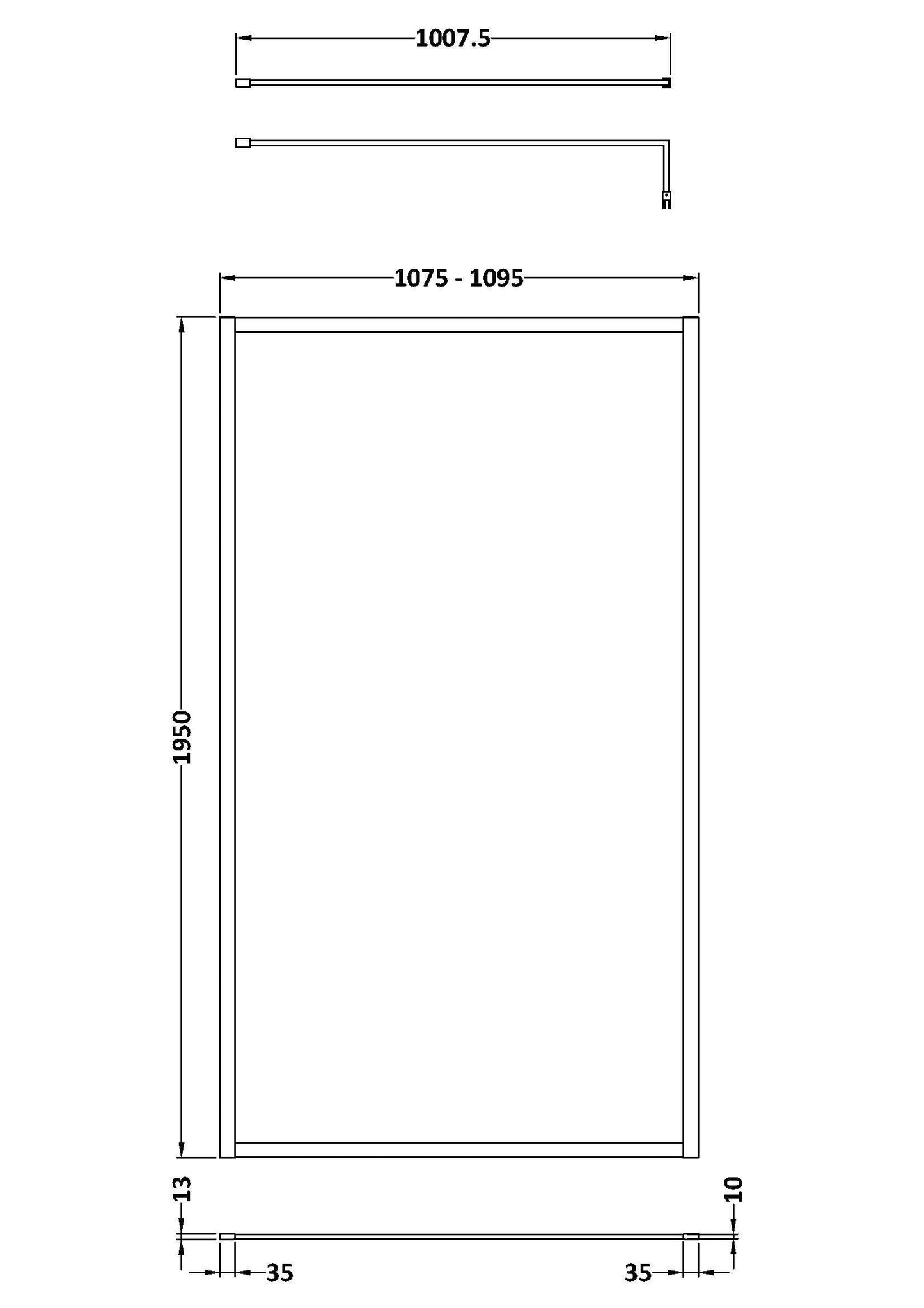 Hudson Reed 1100mm Outer Frame Brushed Brass Wetroom Screen