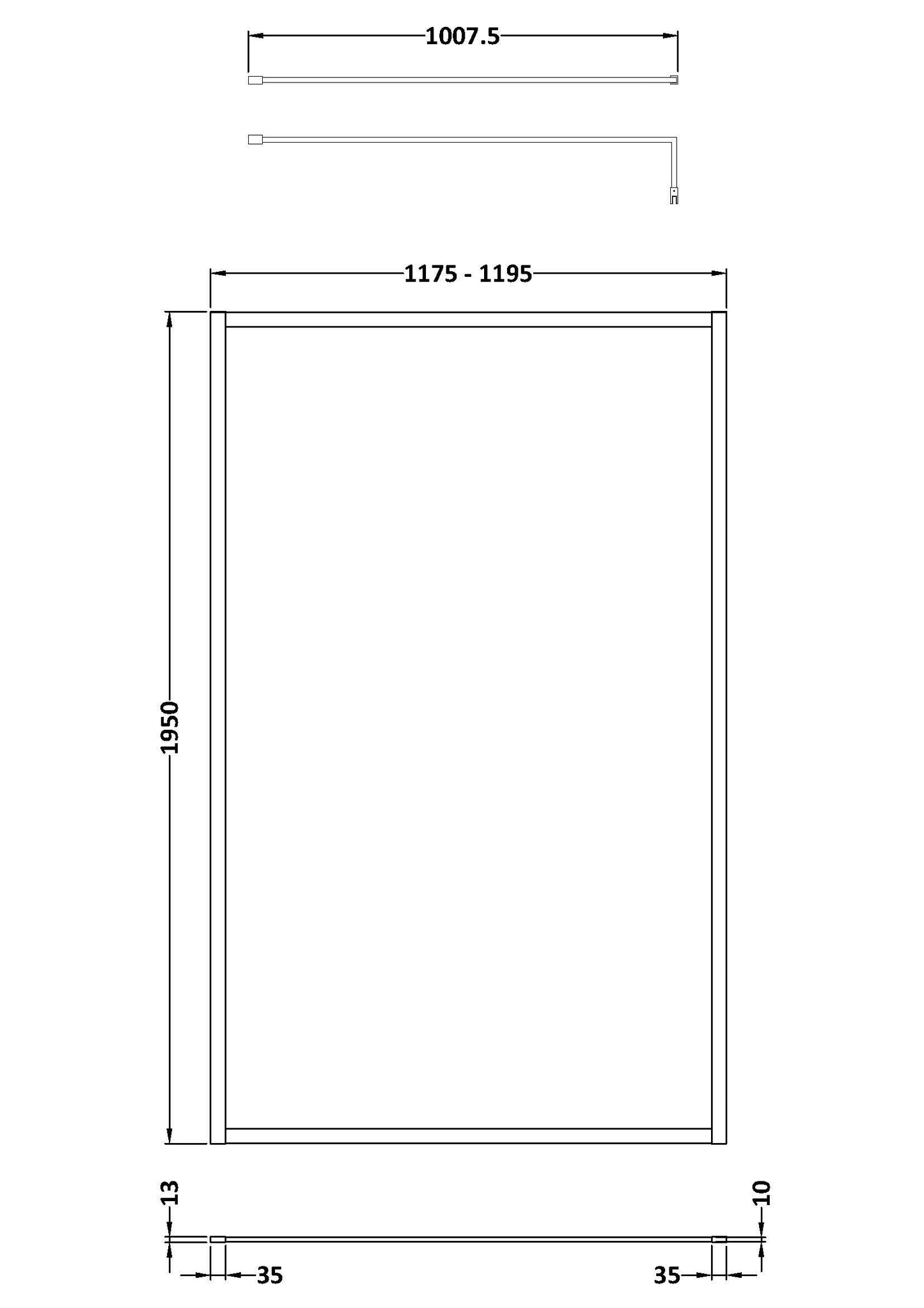 Hudson Reed 1200mm Outer Frame Brushed Brass Wetroom Screen