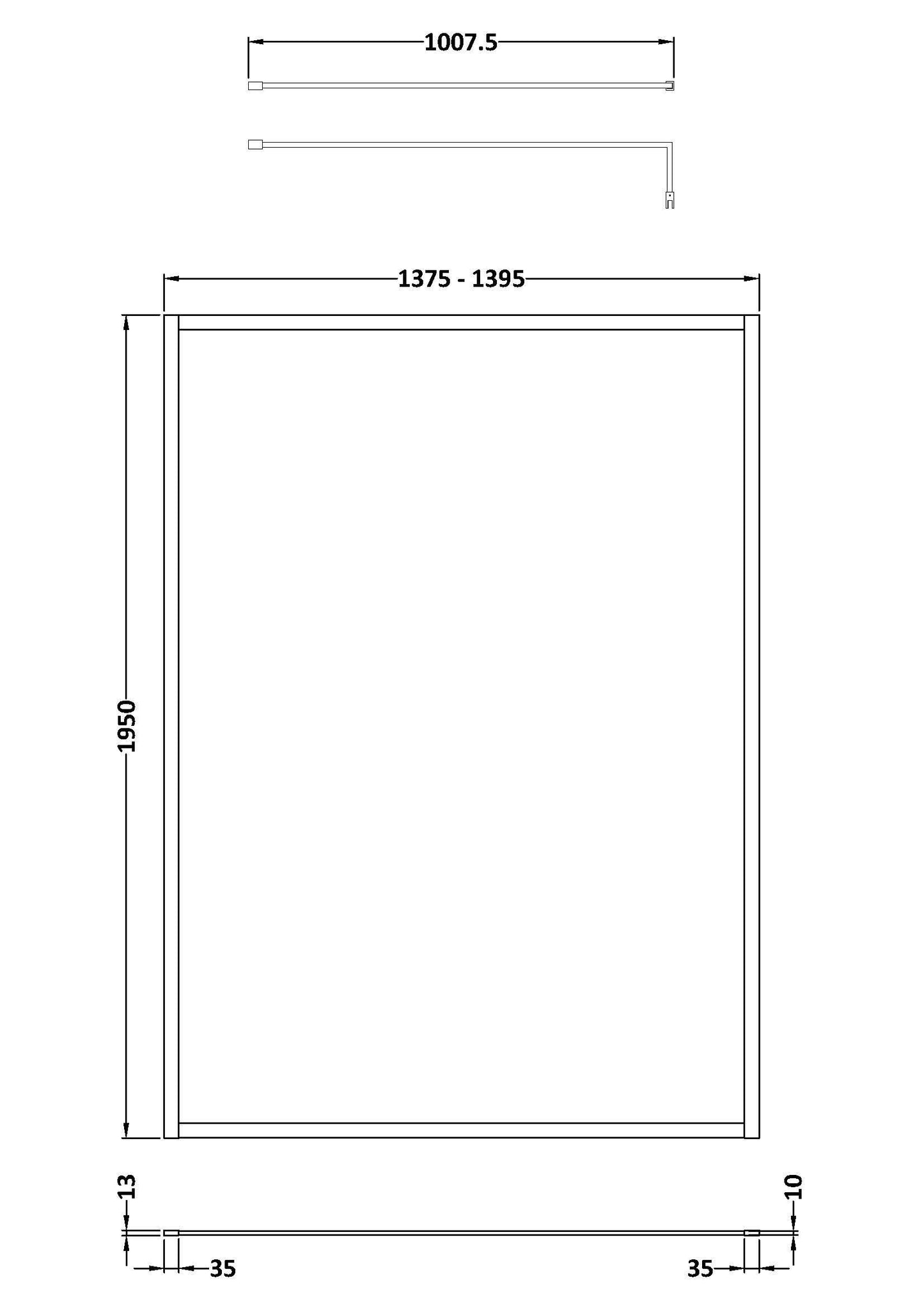 Hudson Reed 1400mm Outer Frame Brushed Brass Wetroom Screen