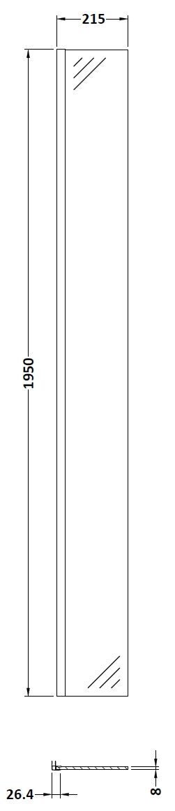 Hudson Reed 28mm Semi-Frameless Matt Black Wetroom Return Screen