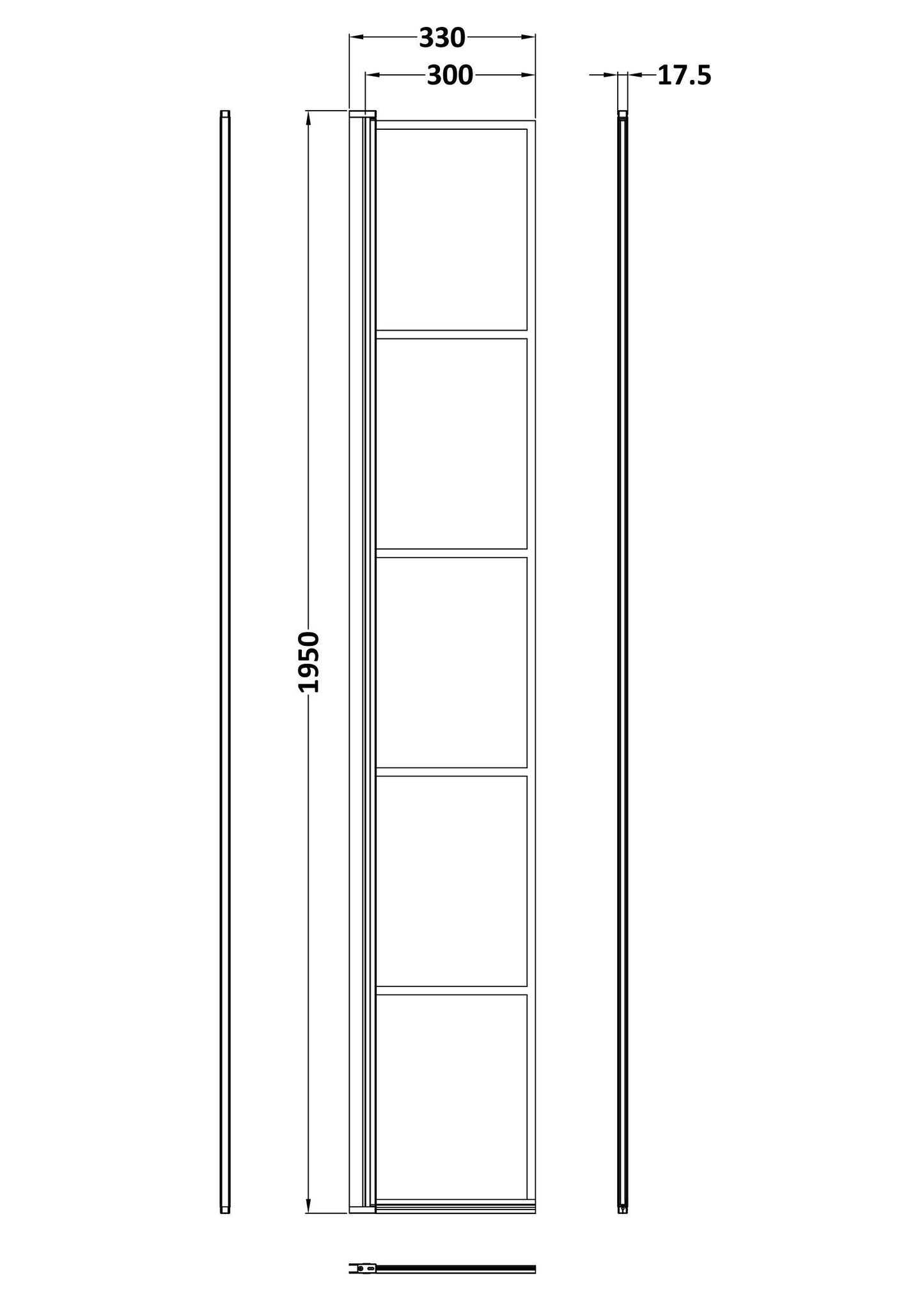 Synergy 322mm Framed Matt Black Hinged Wetroom Screen With Return Panel