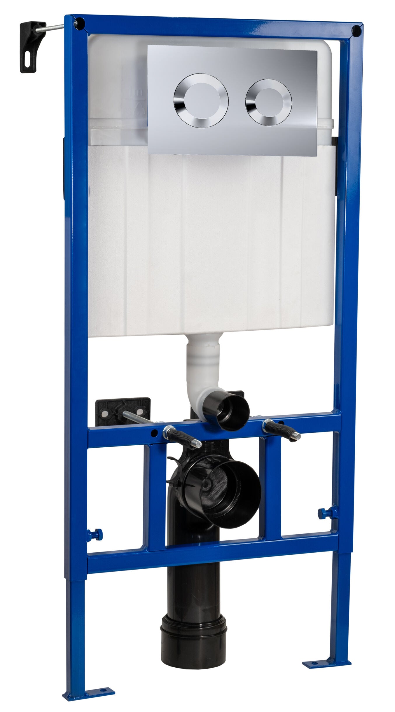 Hudson Reed Round Mid-Height Dual Flush Concealed Cistern Frame With Chrome Round Flush Plate