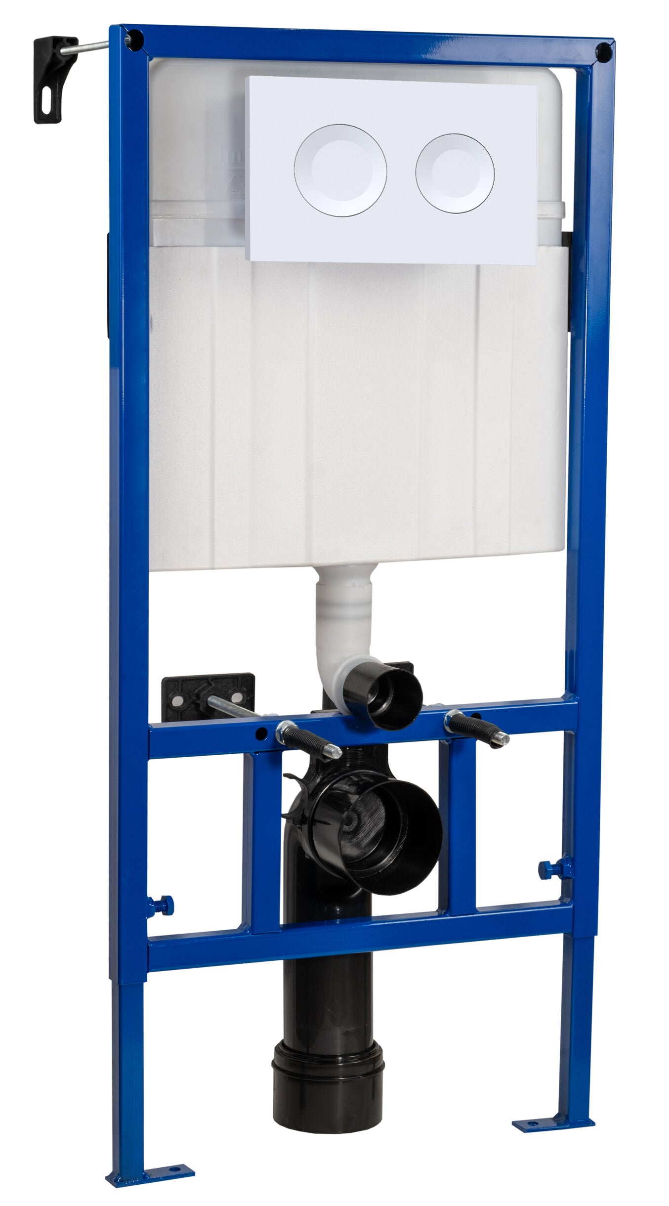 Hudson Reed Round White Mid-Height Dual Flush Concealed Cistern Frame With Round Flush Plate