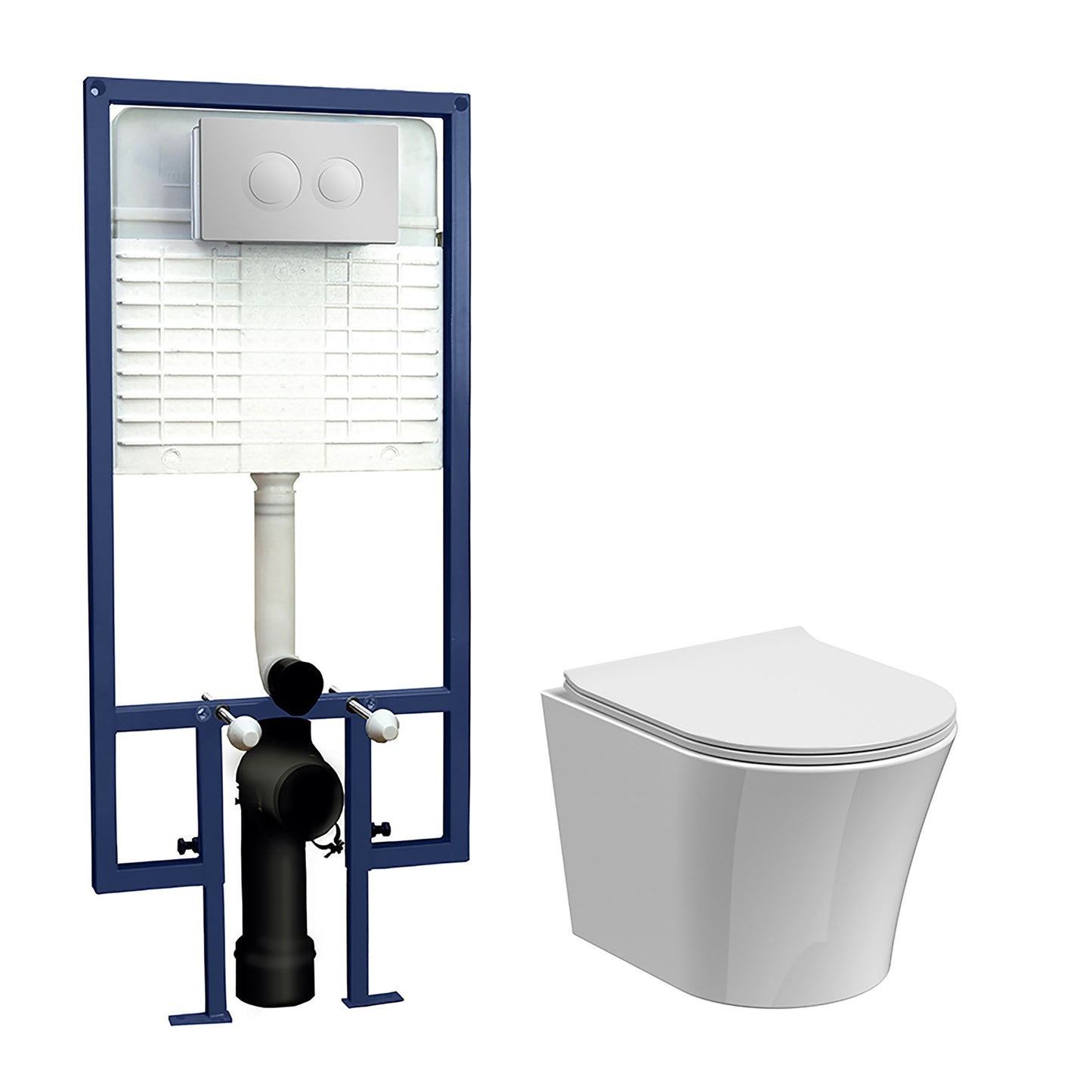 Nuie 365mm Wall Hung Toilet With Soft Close Seat & Concealed Cistern
