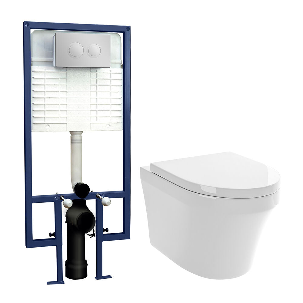Nuie Contemporary Wall Hung Toilet With Soft Close Seat & Concealed Cistern