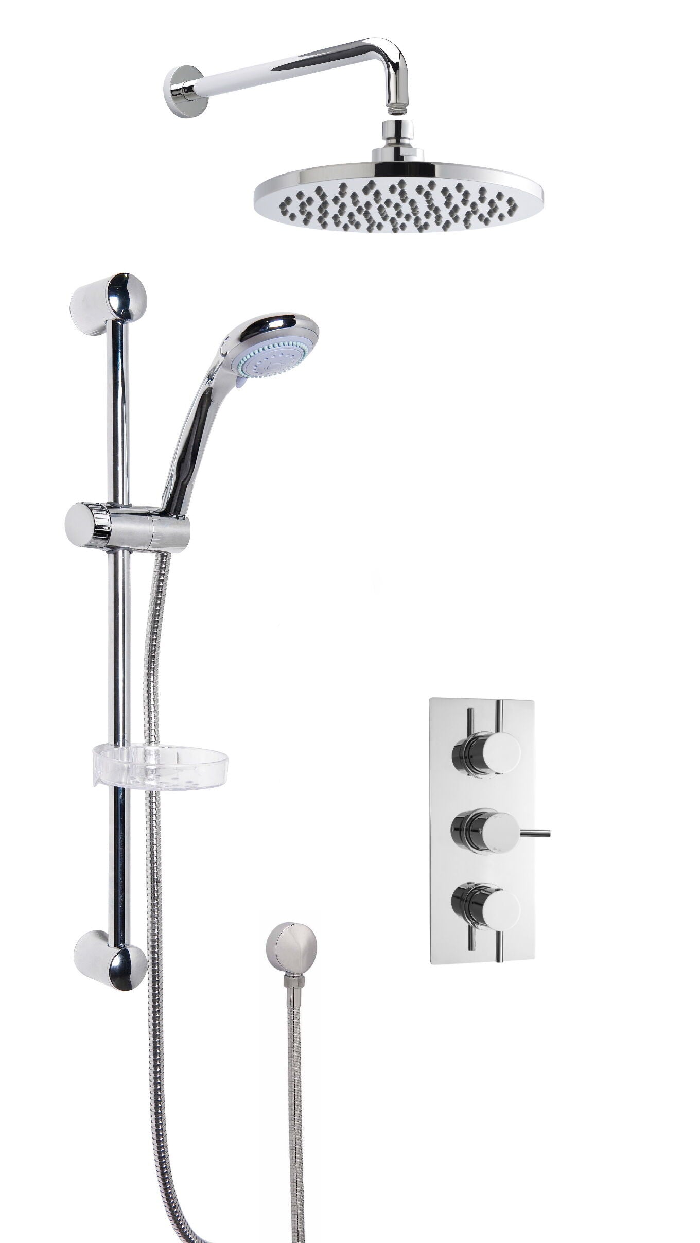 Nuie Chrome 2 Outlet Concealed Shower Kit With Fixed Head & Handset