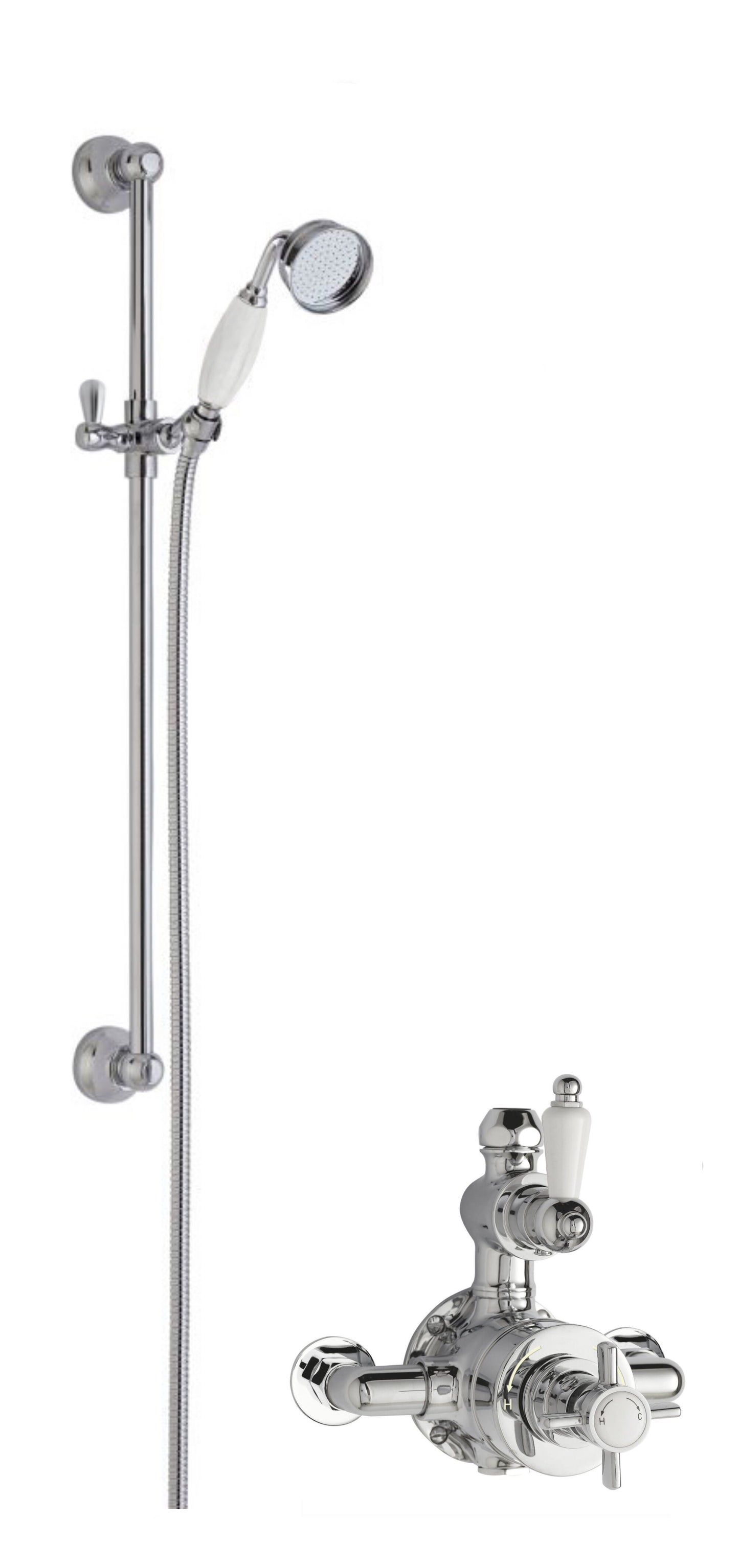Nuie Traditional Chrome Exposed Valve Shower Kit With Slide Rail Kit