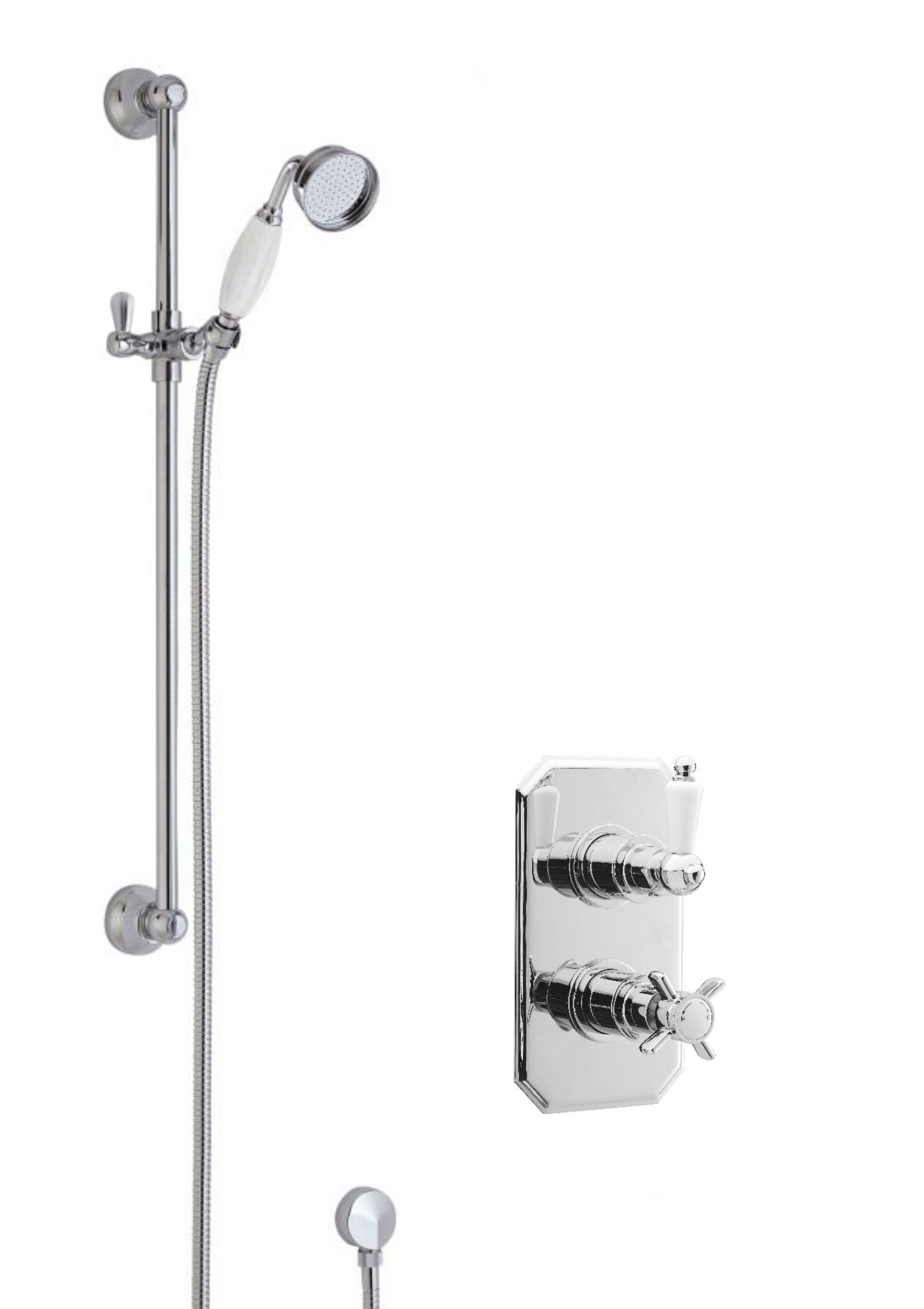 Nuie Traditional Chrome Exposed Manual Twin Valve Shower Kit