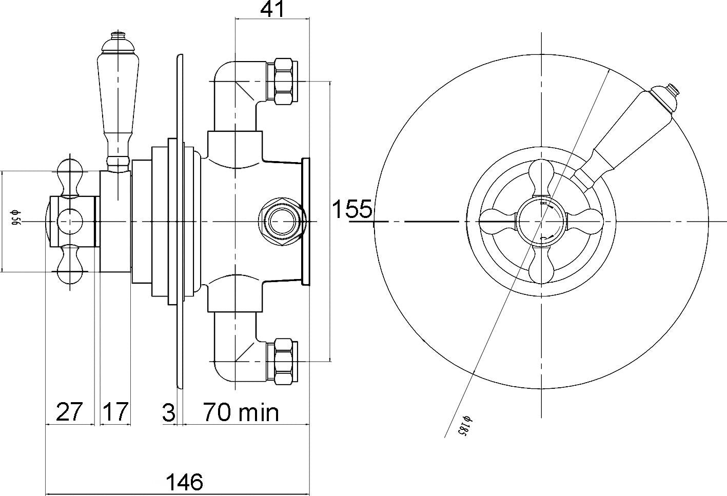 Victorian Dual Thermostatic Shower Valve