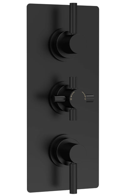 Tec Pura Triple Thermostatic Shower Valve With Diverter Matt Black
