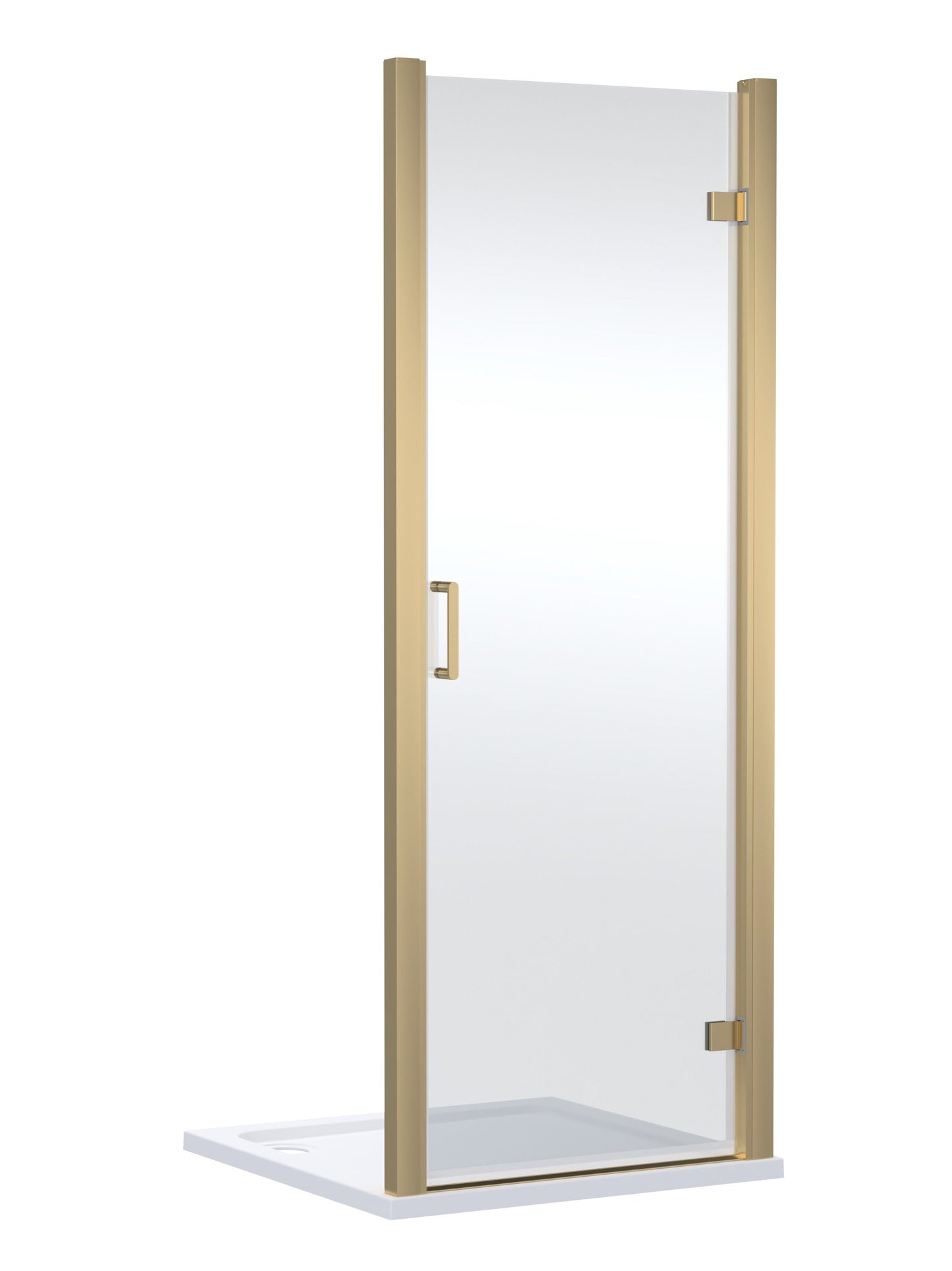 800mm Hinged Shower Door- Brushed Brass