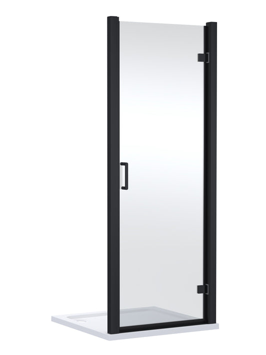 800mm Hinged Shower Door- Matt Black