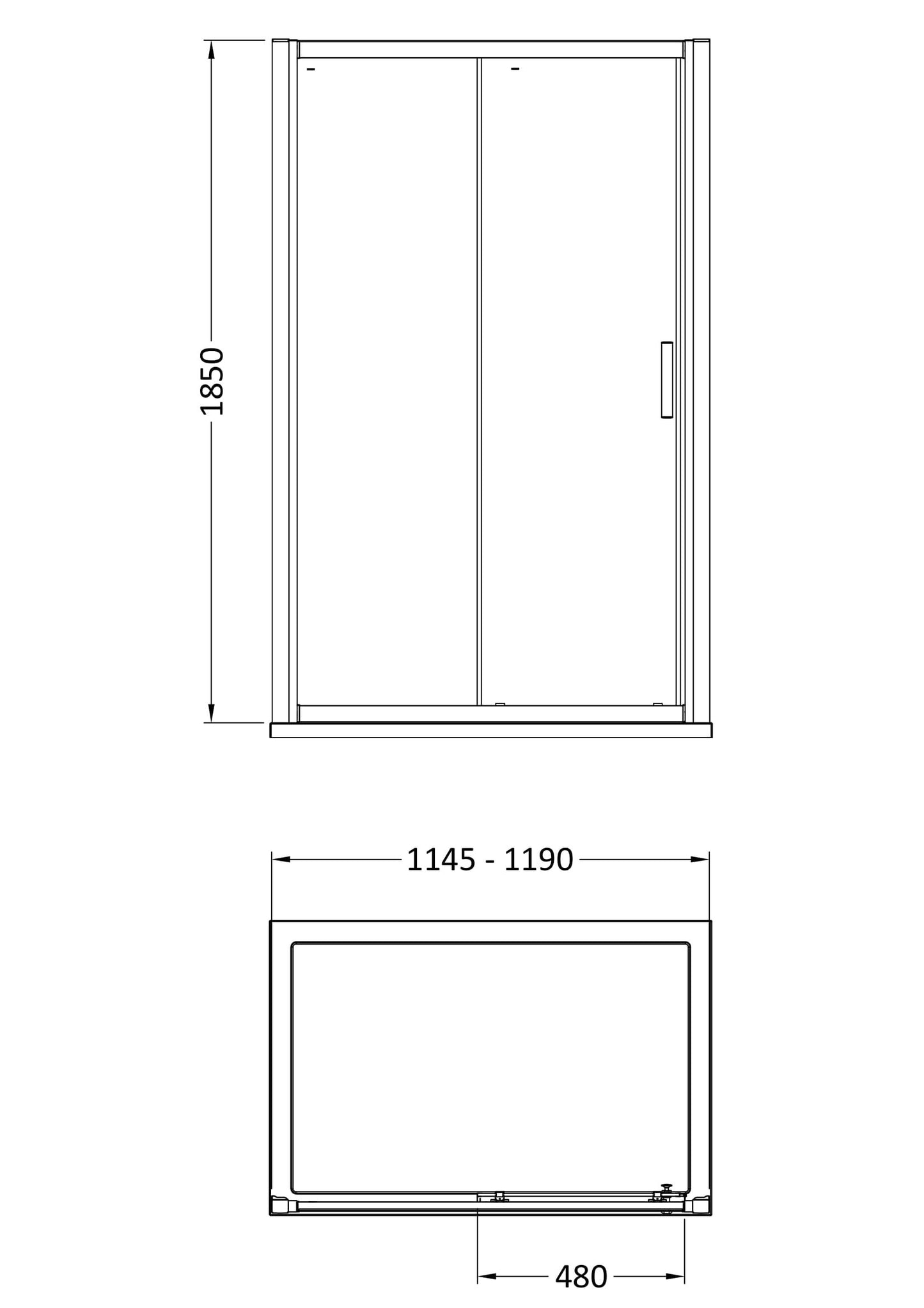 Hudson Reed Pacific 1200mm 6mm Glass Sliding Shower Door