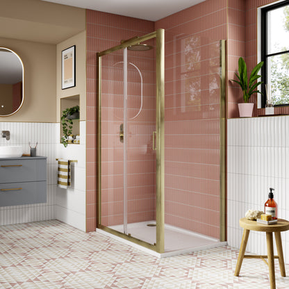 1200mm Sliding Shower Door - Brushed Brass