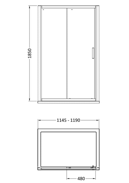 Pacific 1200mm Single Sliding Door 6mm Glass