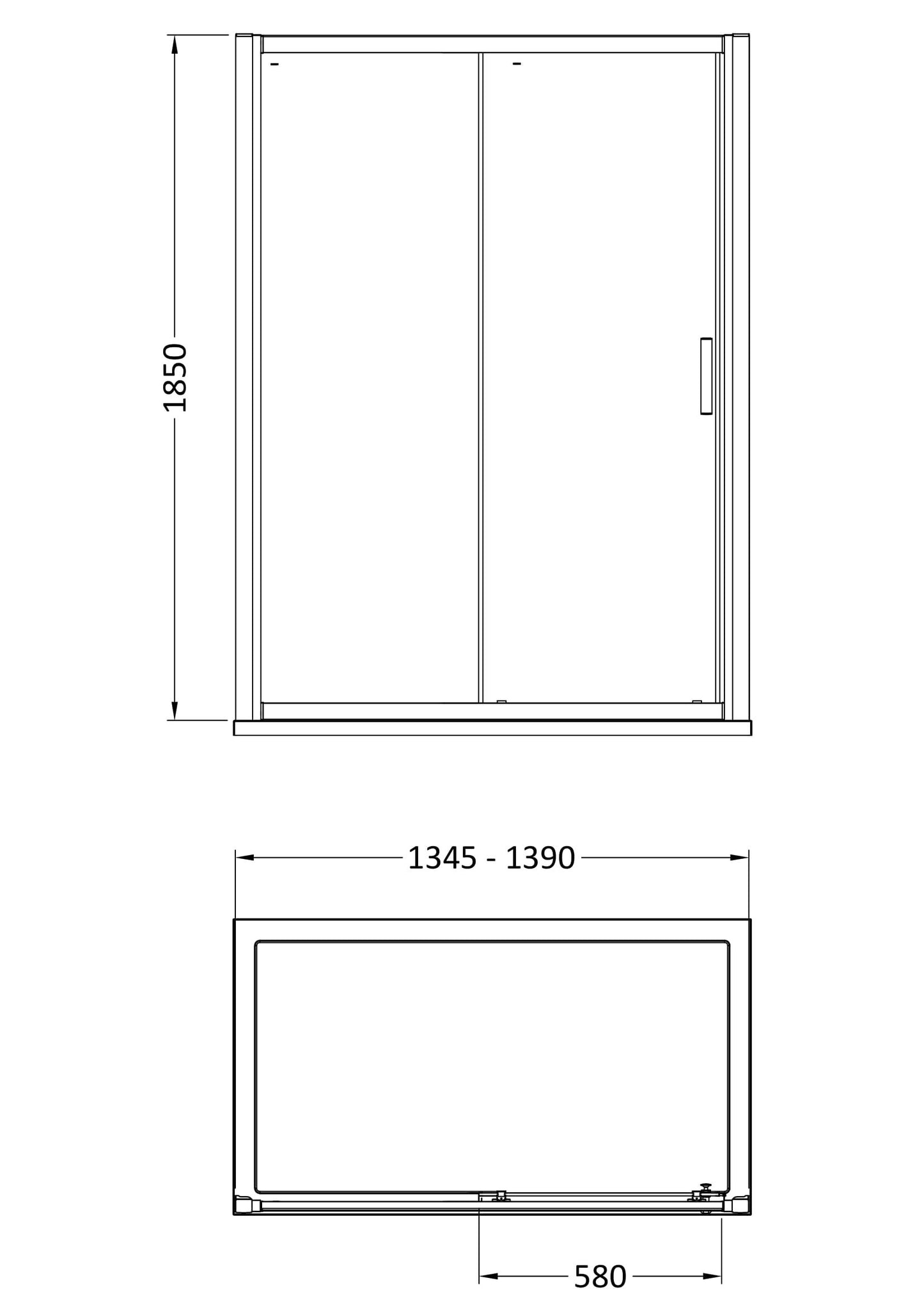 Pacific 1400mm Single Sliding Door 6mm Glass