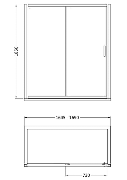 Hudson Reed Pacific 1700mm Sliding Shower Door