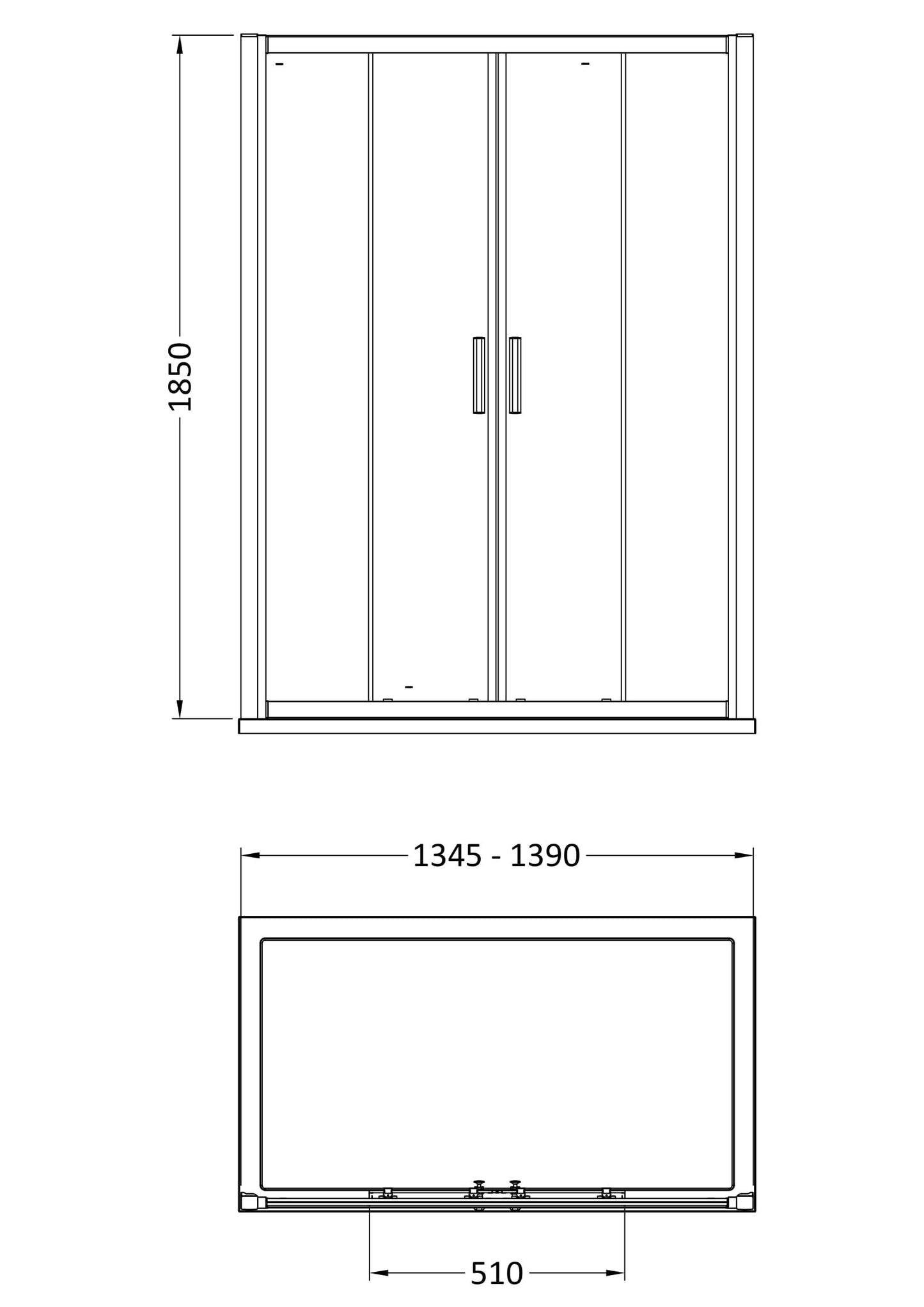 Pacific 1400mm Double Sliding Door 6mm Glass