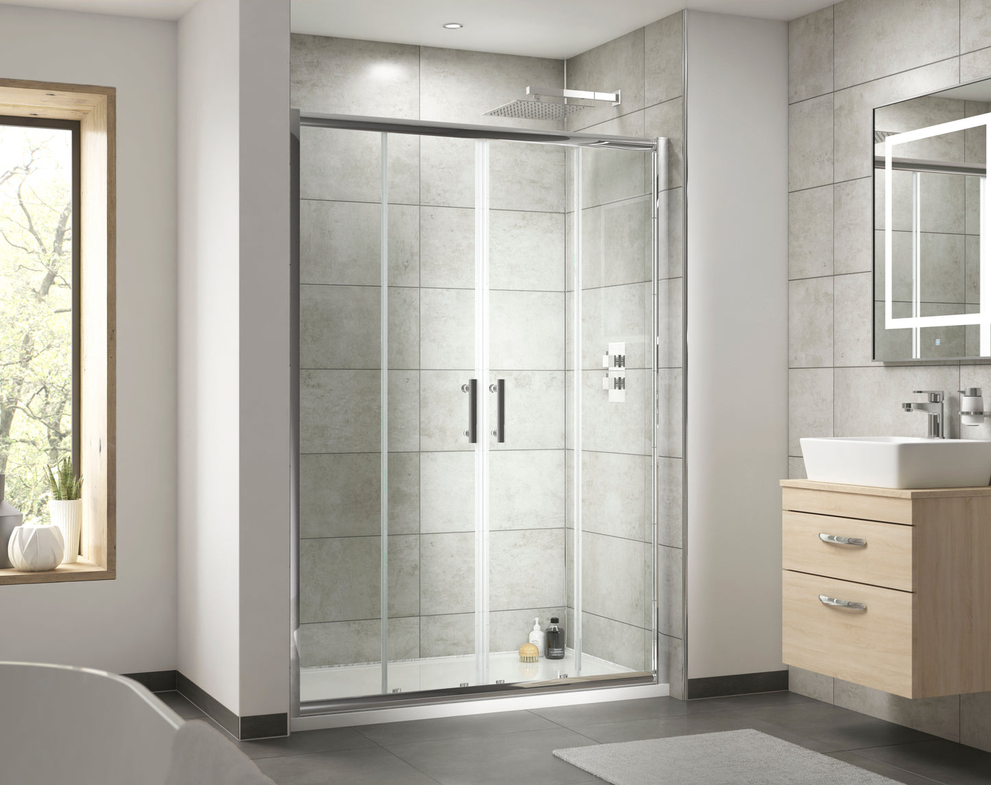 Pacific 1400mm Double Sliding Door 6mm Glass