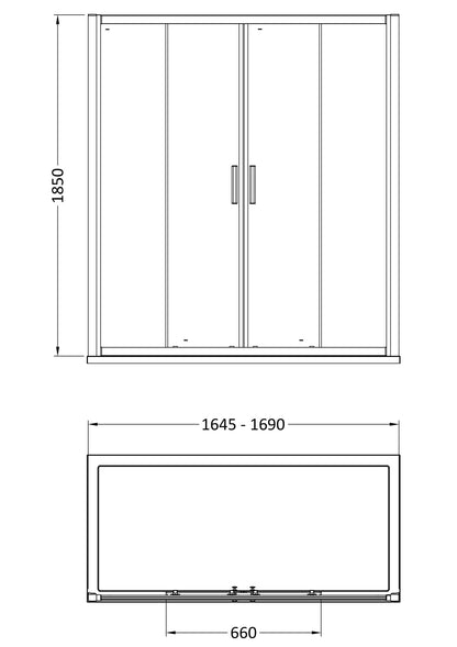 Pacific 1700mm Double Sliding Door 6mm Glass