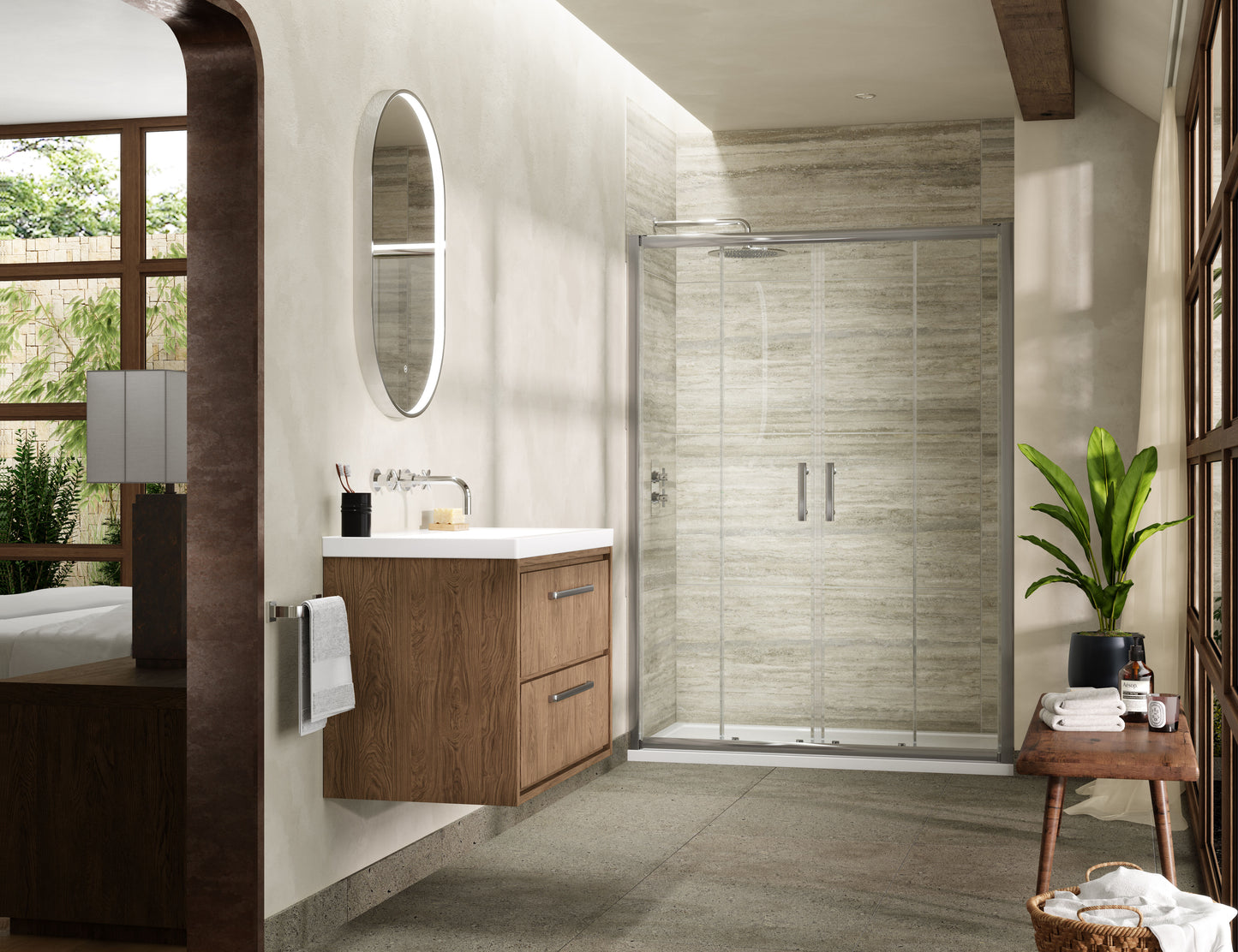 Pacific 1700mm Double Sliding Door 6mm Glass