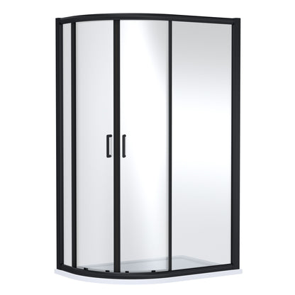 Nuie 1200mm x 800mm Matt Black Offset Quadrant Shower Enclosure