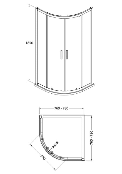 Hudson Reed Pacific 800mm Quadrant Shower Enclosure