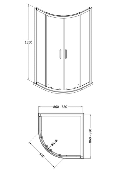 Pacific 900mm Quadrant Enclosure 6mm Glass