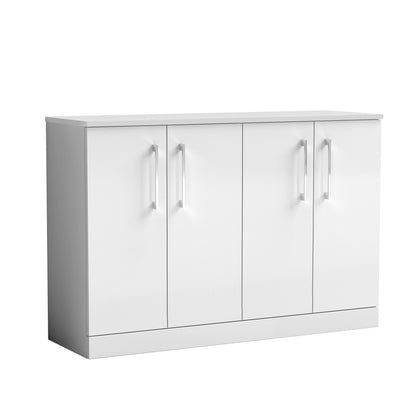 Nuie Arno 1200mm Floor Standing 4 Door Vanity Unit With Worktop & Handles