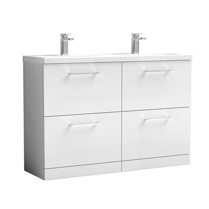 Nuie Arno 1200mm Floor Standing 4 Drawer Double Basin Vanity Unit