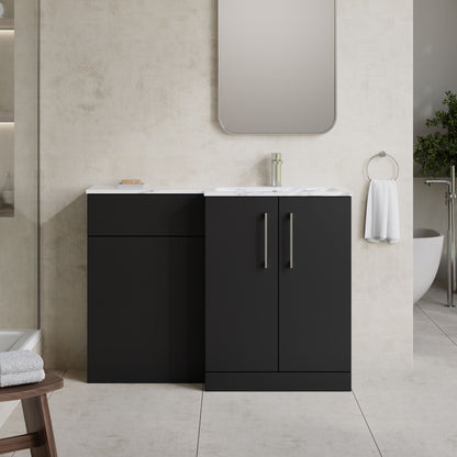 Nuie Arno 1100mm Right Hand Soft Black Combination Unit With Basin