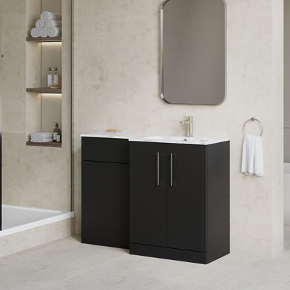 Nuie Arno 1100mm Right Hand Soft Black Combination Unit With Basin