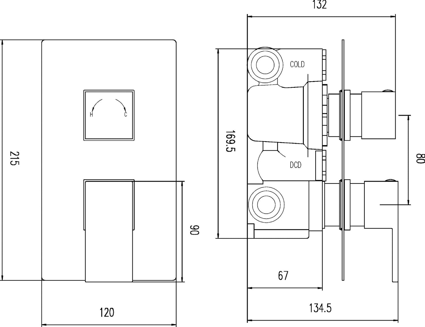 Art Twin Thermostatic Shower Valve
