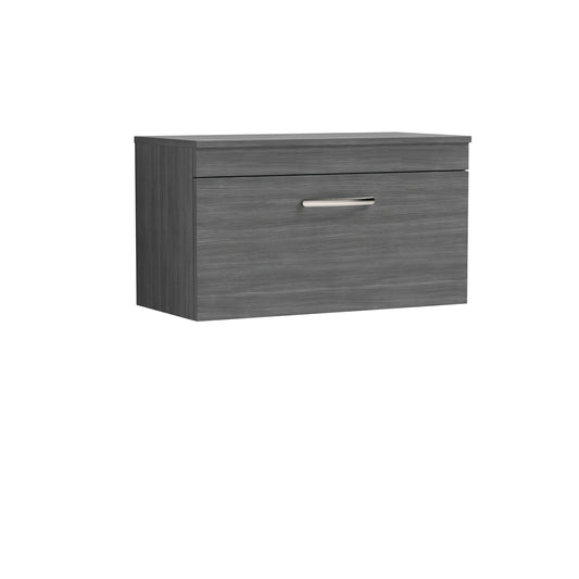 Nuie Athena 800mm Wall Hung Single Drawer Vanity Unit With Worktop & Soft Close Drawers