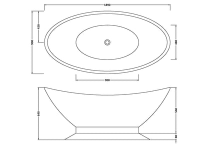 BC Designs Kurv 1890mm Matt White Freestanding Bath