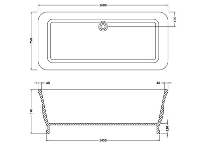 BC Designs Magnus 1680mm Gloss White Freestanding Bath