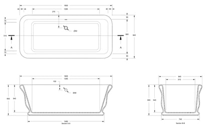 BC Designs Senator 1800mm Gloss White Freestanding Bath