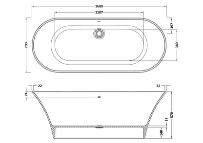 BC Designs Verdicio 1680mm Matt White Freestanding Bath