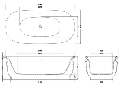 BC Designs Aston 1720mm Polished White Freestanding Bath