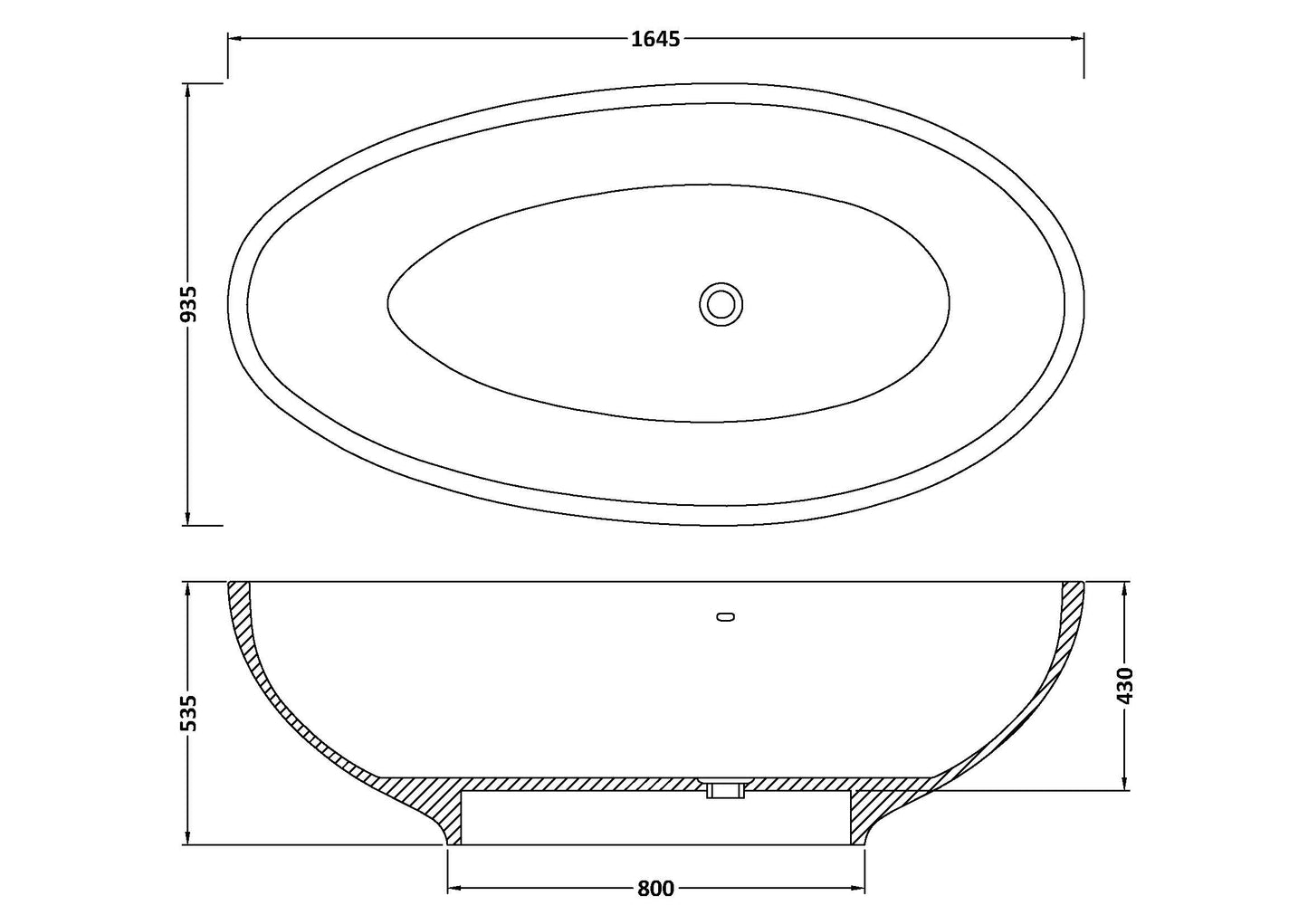 BC Designs Gio 1645mm Polished White Freestanding Bath