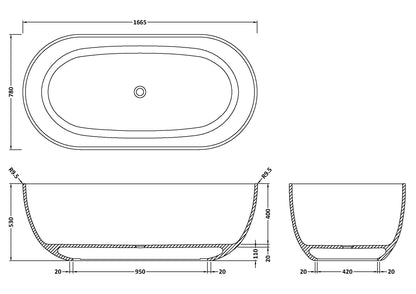 BC Designs Crea 1665mm Freestanding Bath