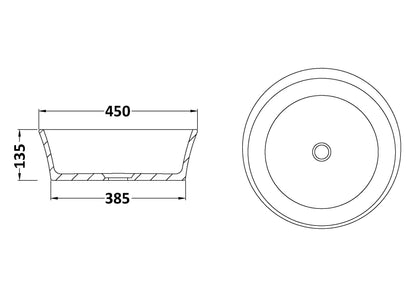 Delicata Round Countertop Basin 450mm x 450mm - No Waste