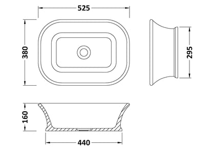 Magnus Square Countertop Basin 525mm x 380mm - No Waste